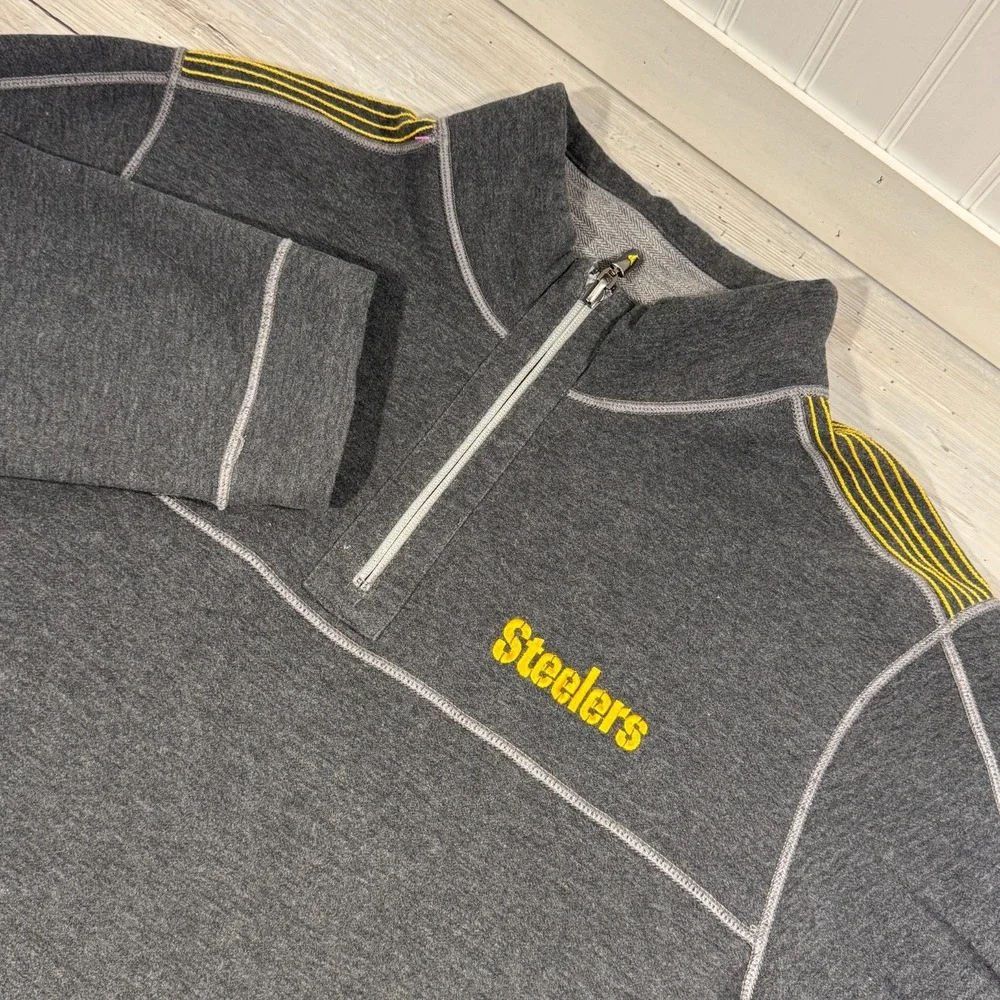 Tommy Bahama Half Zip Sweatshirt NFL Pittsburgh‎ Steelers Reversible Size XL